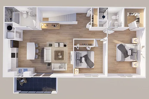 Floor plan Upper - Front View - 2 Stall