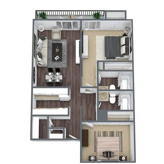 Floor plan B2: 2 Bed 2 Bath