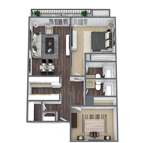 Floor plan B2: 2 Bed 2 Bath