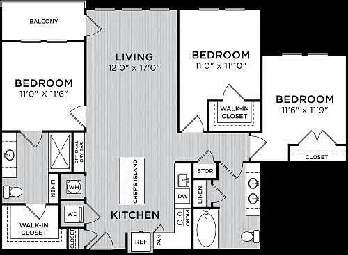 Floor plan Three Bedroom