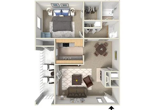 Floor plan One Bedroom, One Bathroom