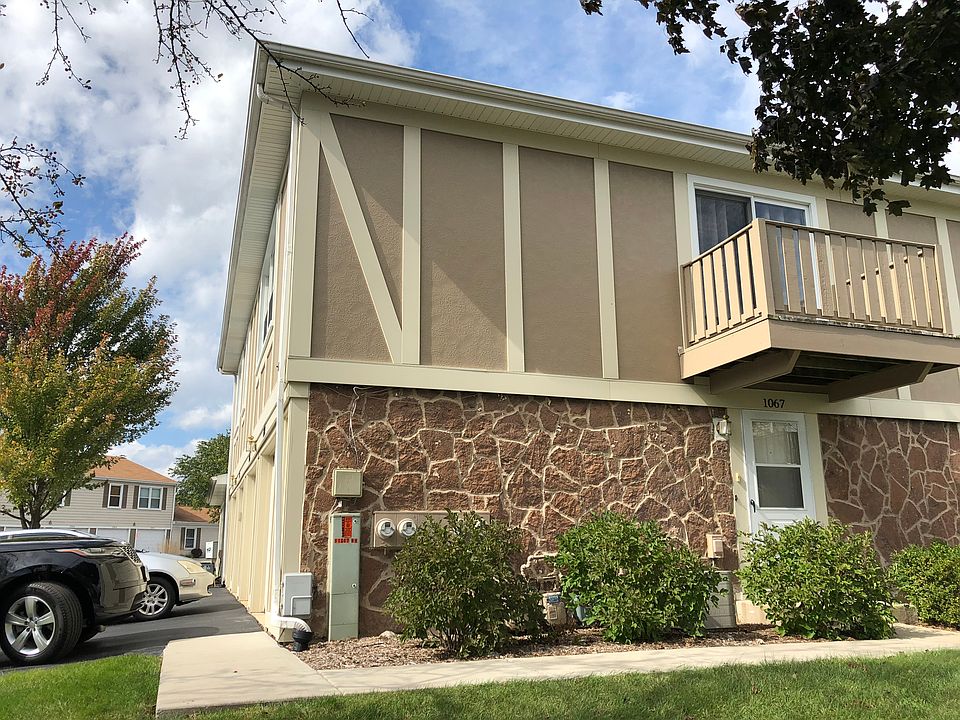 Front door and patio above