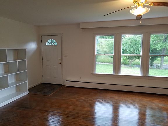 Living Room with built in shelves.