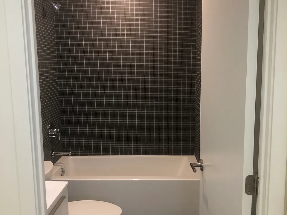 Elegant deep soaking bathtub.