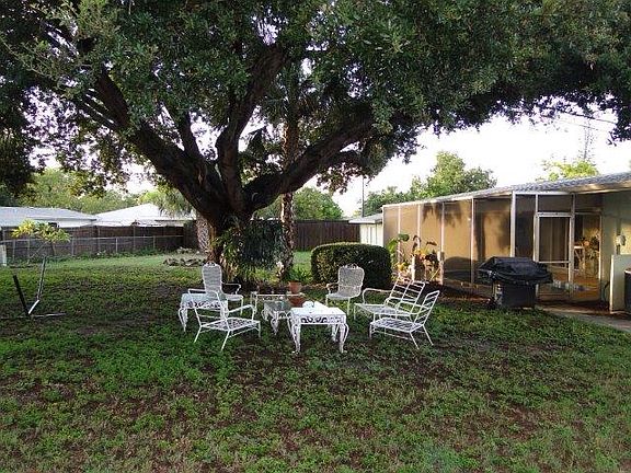 Large oak tree in back yard