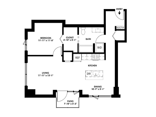 Floor plan 1 Bed/1 Bath - G
