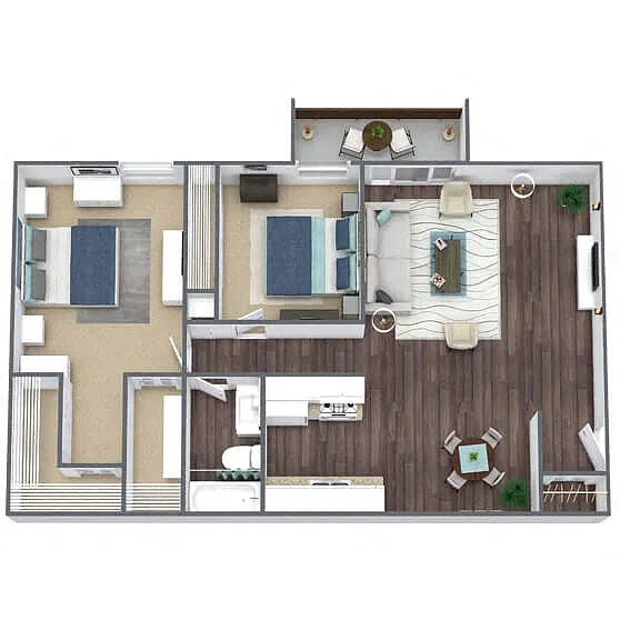 Floor plan B1: 2 Bed 1 Bath
