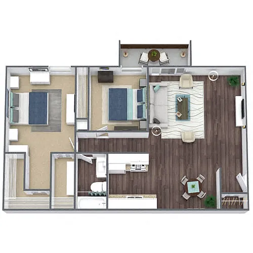 Floor plan B1: 2 Bed 1 Bath