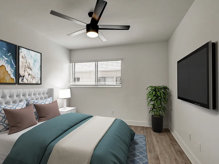 *Bedroom*

This photo is a sample of our beautifully updated 2nd and 3rd floor units with the same bright, modern finishes. (All units are unfurnished)