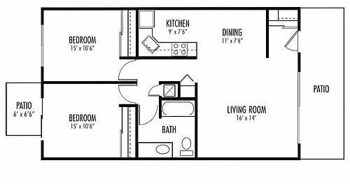 Floor plan 2-Bed 1-Bath
