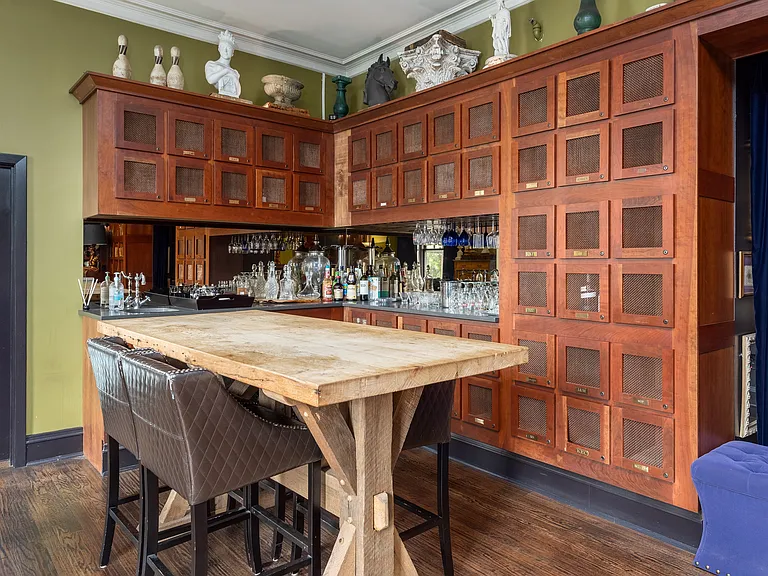 York House Library Bar with private liquor lockers