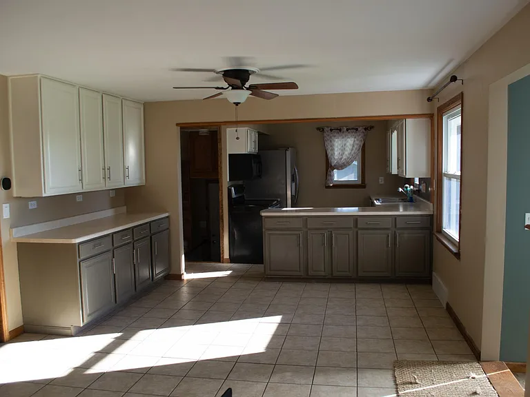 Kitchen with ample cabinet space.