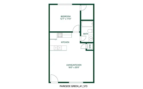 Floor plan 1 bed 1 bath