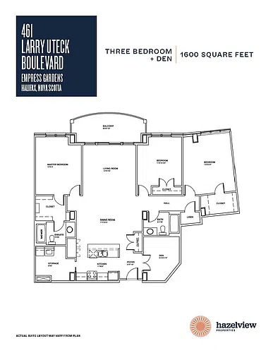 Floor plan 2 Bedroom, 2 Bathroom, Den 2 Bed 2 Bath