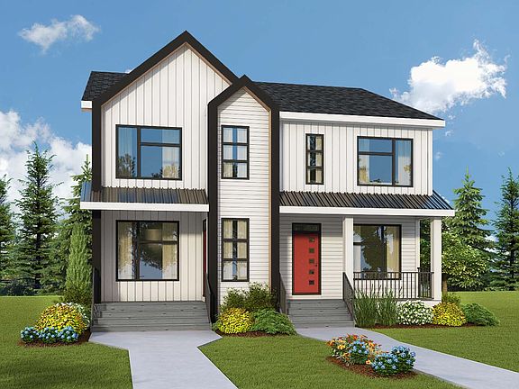 Exterior view of the Semi D Contemporary 2 Elevation by Brookfield Residential in Calgary.
