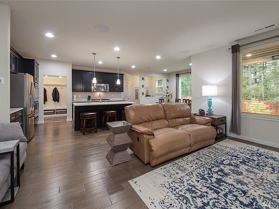 Great room concept: living room, kitchen and dining room all flow together.