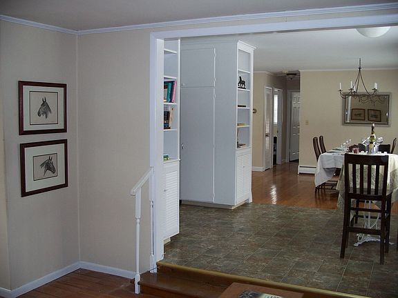 An open floor plan with lots of features like built-in bookcases