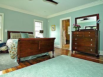 Large master suite overlooking backyard