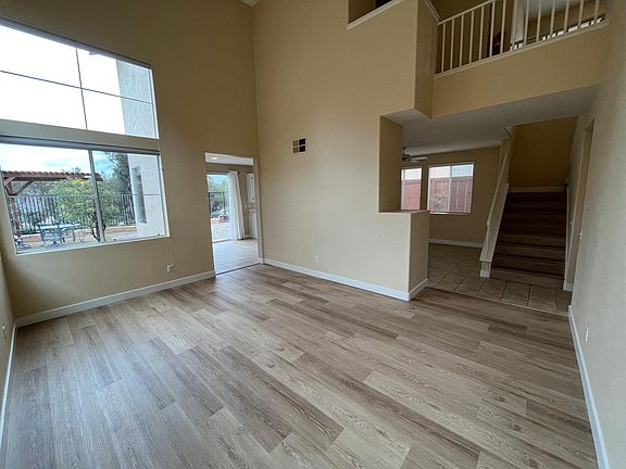 Spacious living room with high ceilings