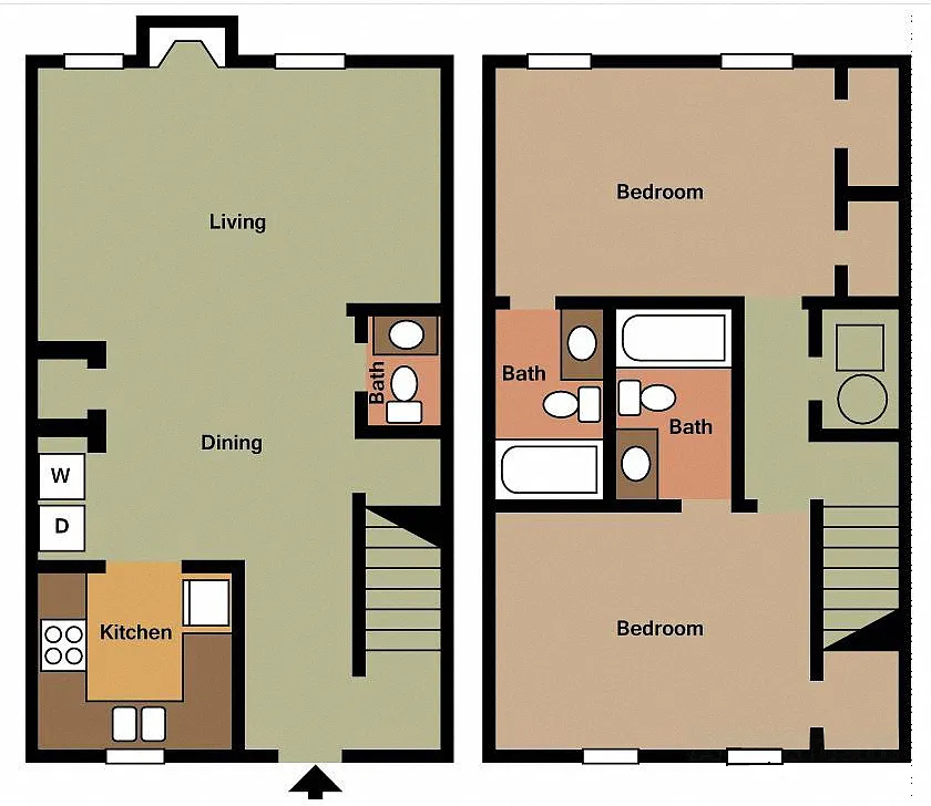 Floor plan 2 BR 2.5 Bath TH
