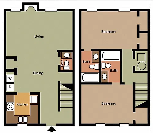 Floor plan 2 BR 2.5 Bath TH