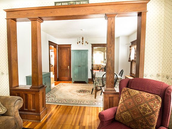 Wood columns and half wall