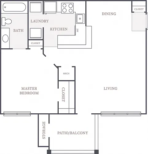 Floor plan 1 Bedroom 1 Bath