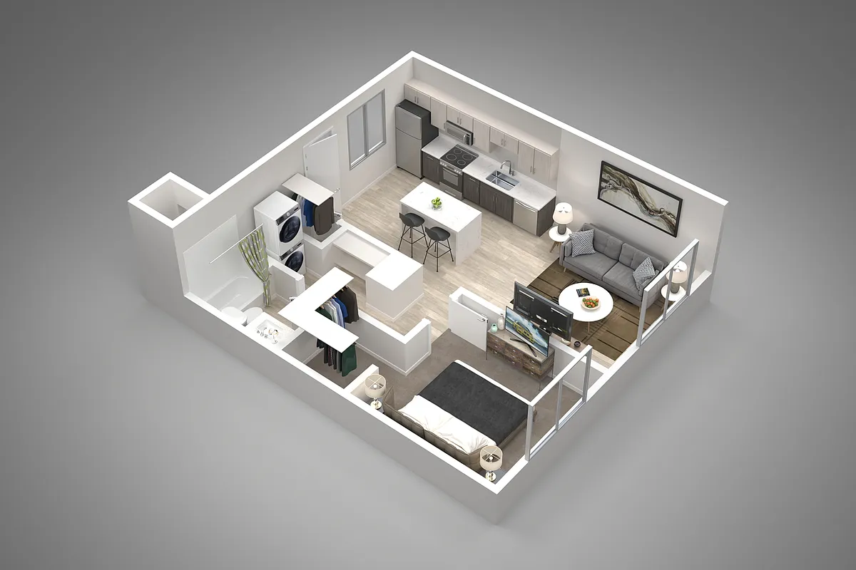 Floor plan 1 Bedroom/1 Bath