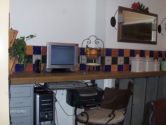 computer area in kitchen 