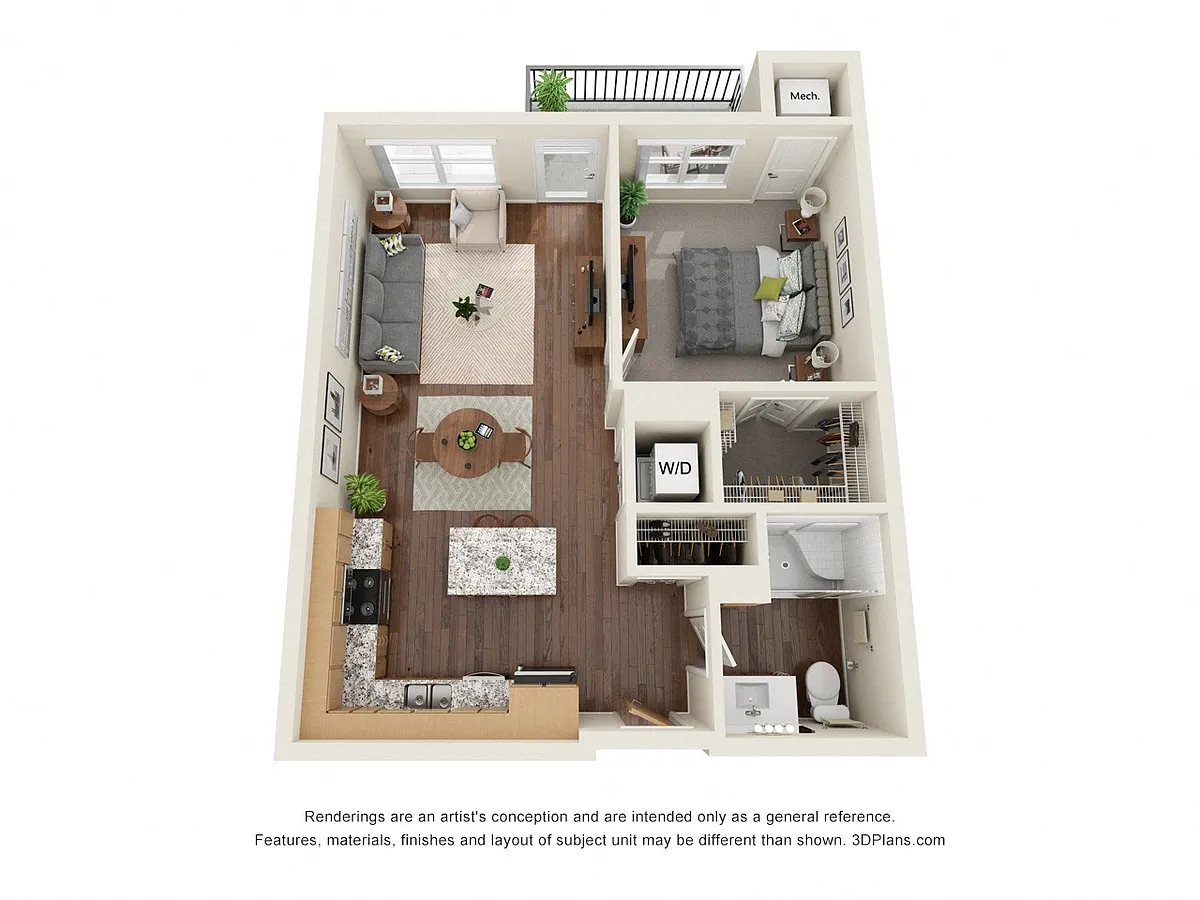 Floor plan One Bedroom G - 50%