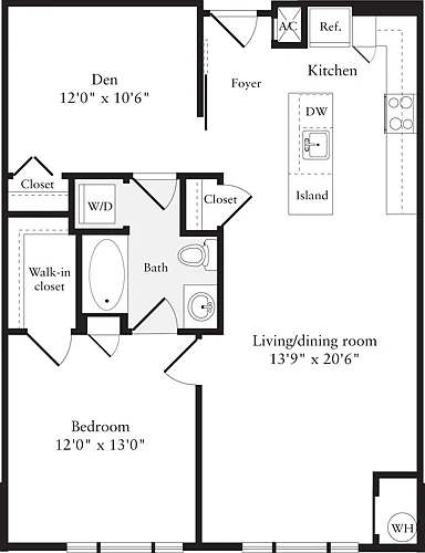 Floor plan 1 Bedroom M