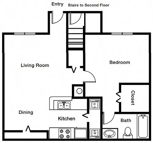 Floor plan One Bedroom One Bathroom MKT