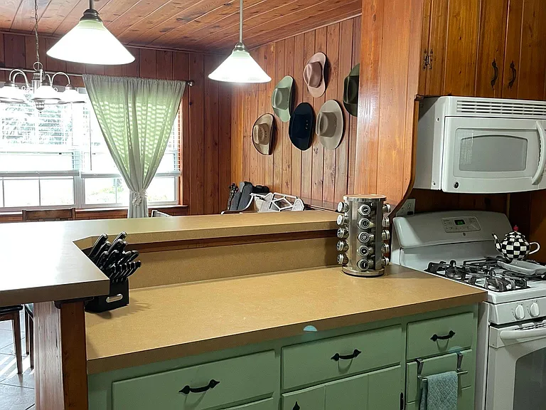 Kitchen overlooking dining room