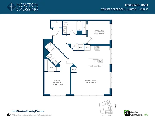 Floor plan Corner Two Bedroom Apartment 2B-03