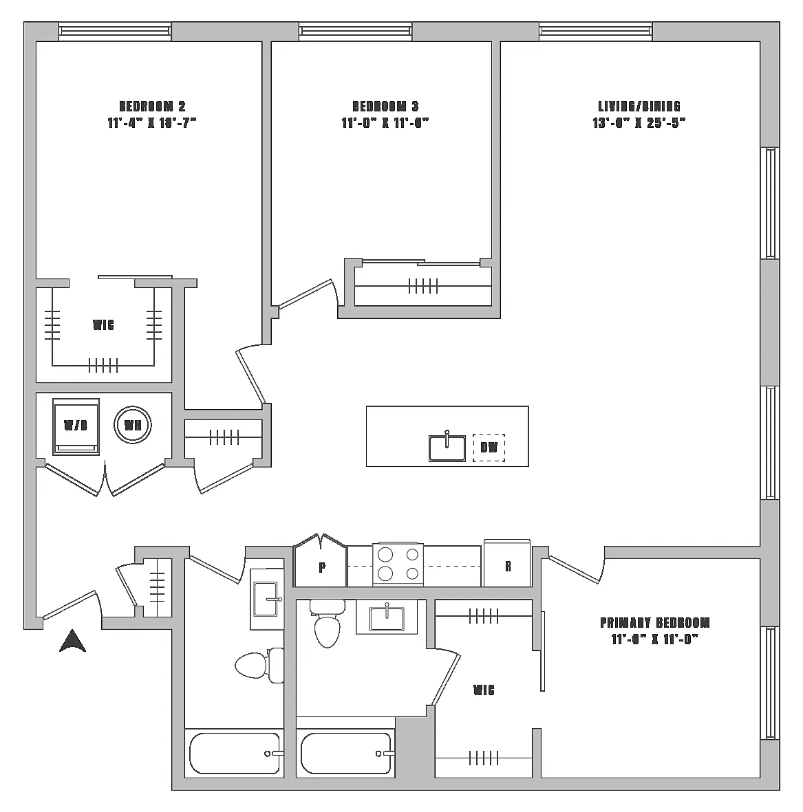 Floor plan 3 Bed-2 Bath-C1