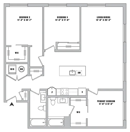 Floor plan 3 Bed-2 Bath-C1