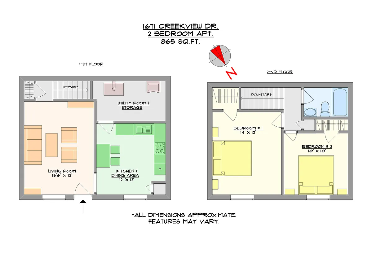 Floor plan 2 Bed 1 Bath