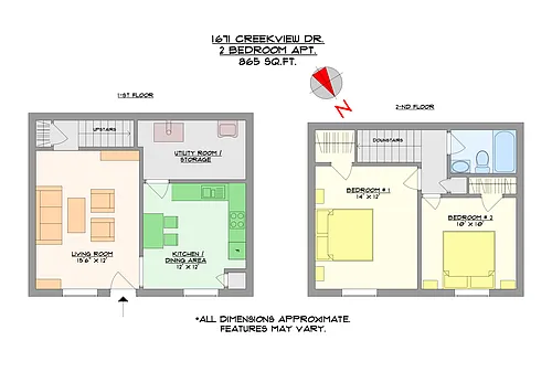 Floor plan 2 Bed 1 Bath