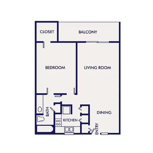 Floor plan A - 1 Bed 1 Bath