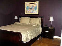 Bedroom has been repainted but is very spatious with a sliding glass door!