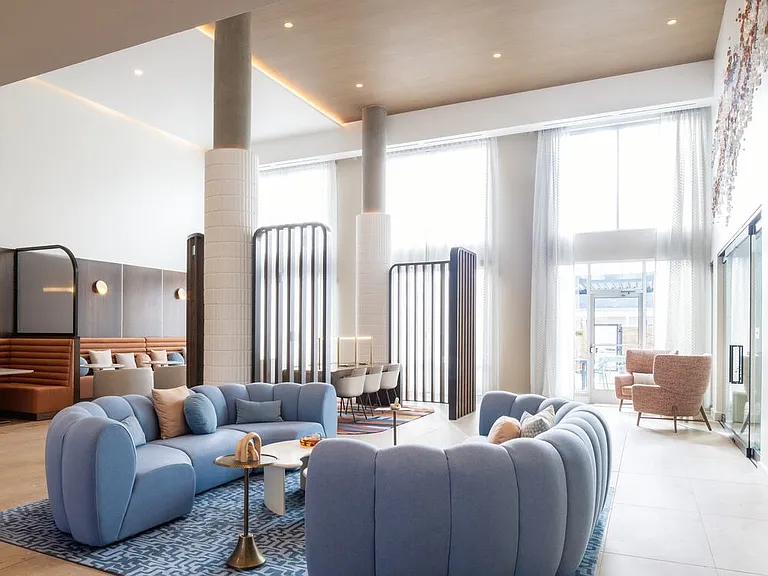 Lobby and lounge with multiple seating areas