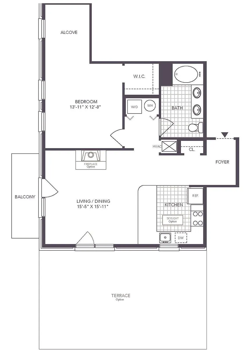 Floor plan 1 Bed/ 1 Bath