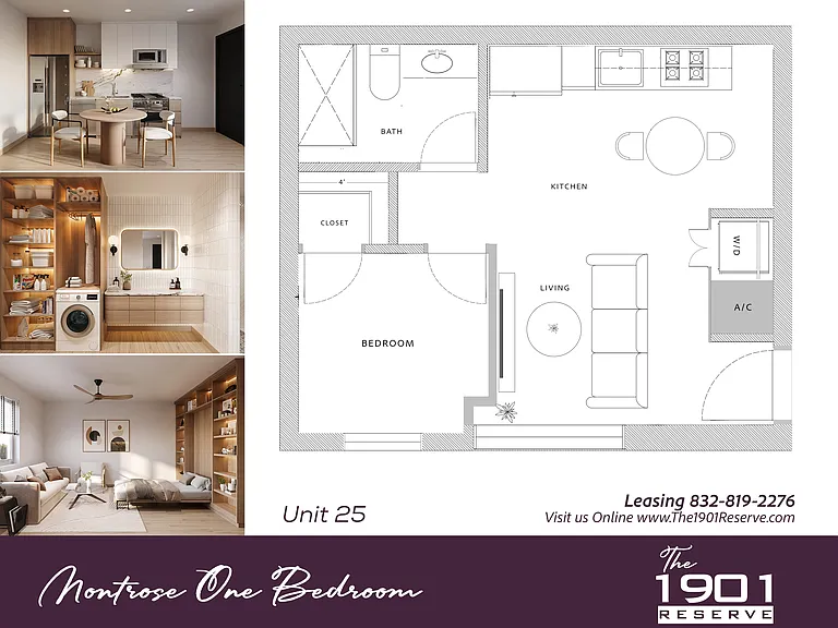 1 bedroom floorplan Montrose