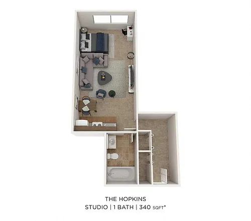 Floor plan Studio-340 sqft