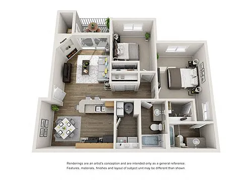 Floor plan Two Bedroom, Two Bathroom Classic