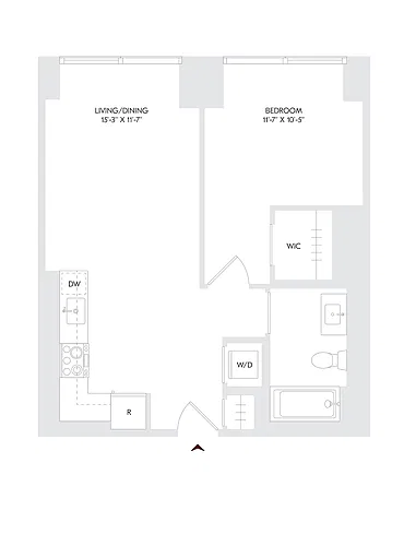 Floor plan 1 Bed 1 Bath G