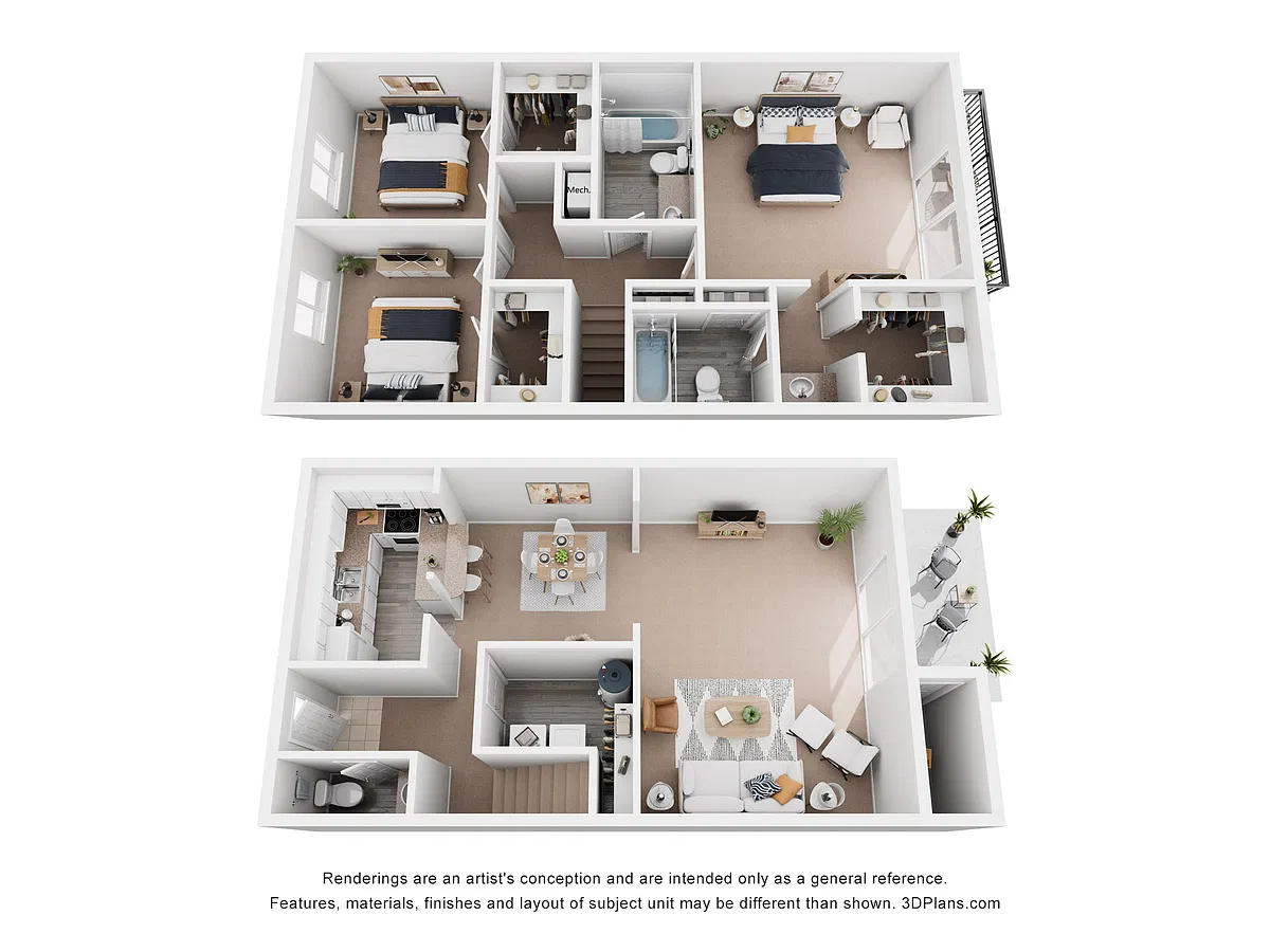 Floor plan 3x2.5 TH 1554 SQ FT