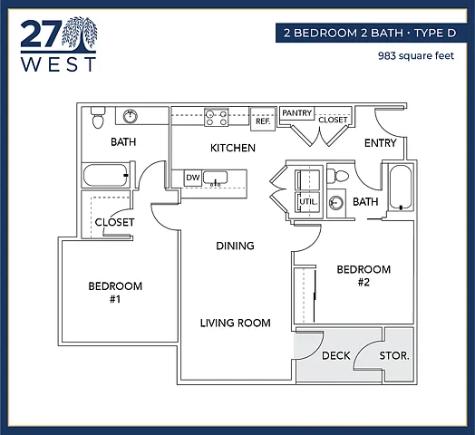 27 West 2 Bedroom 2 Bath Standard 27 West 2 Bedroom 2 Bath Standard