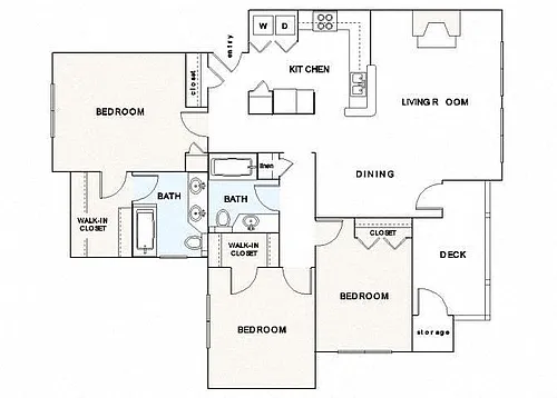 Floor plan C1 Three Bedroom Two Bath
