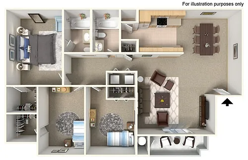 Floor plan 3 Bedroom/2 Bath